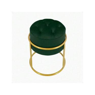 Imagem de Puff Argola capitonê tecido veludo luxo - NoBrand, Verde Militar