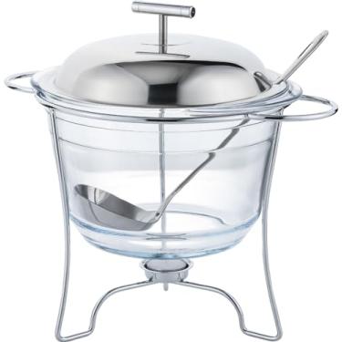 Imagem de Mimo Style Rechaud de Vidro Redondo com Tampa, Concha e Suporte de Inox 4 Litros