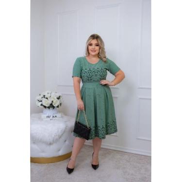 Imagem de Vestido Midi Godê Moda Evangélica Social Barato - Universo do Closet, 