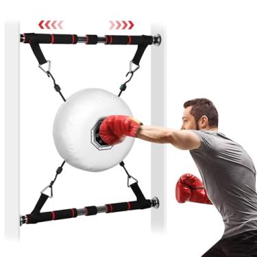 Imagem de Woudy Saco de pancada de porta, kit de almofada de perfuração de porta inclui alvo de anel de boxe de 33 cm, barra única de porta ajustável, bolsa de boxe de porta são kits de fitness adequados para