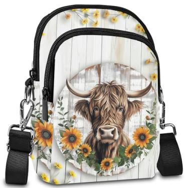 Imagem de LYEMVHE Bolsa transversal feminina leve, pequena, à prova d'água, carteira de telefone com compartimentos para cartões e alça ajustável, Cinza, Bolsa transversal