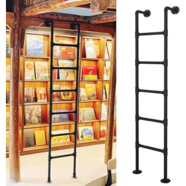 Imagem de Escada de metal montada na parede para loft doméstico, escada de saída de incêndio de entrada, escadas suspensas de parede resistentes para telhado/garagem ao ar livre, cargas 150 kg