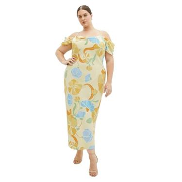 Imagem de City Chic Vestido feminino plus size - Cady Print Slip, Manteiga floral, 46