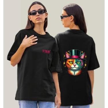 Imagem de Camiseta Oversized Feminina Preta Algodão Prime WSS Scarcat-Feminino