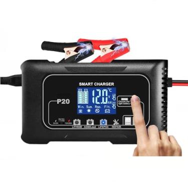 Imagem de Carregador e mantenedor de bateria inteligente 12V/24V 20A com reparo de pulso – Carregador LiFePO4/AGM/chumbo-ácido de 4 modos para carros, motocicletas, marítimos,cortadores de grama (inverno/verão)
