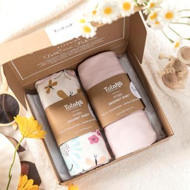 Imagem de Lençóis com elástico para berço de cabeceira, 83 x 50 cm, para Maxi COSI Iora, Koola Baby, Baby Joy, Angelbliss, Kidsclub – Lençóis macios amanteigados, pacote com 2