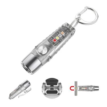Imagem de TUNENGE S12Pro chaveiro lanterna recarregável, 750 lúmens alto EDC mini lanterna com clipe, luz COB multifuncional com modos de iluminação 365nmUV-11, ímã de cauda, luz flash