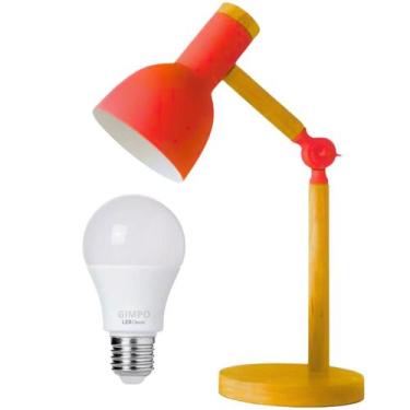 Imagem de Luminária Mesa Abajur 45cm Articulada Retrô Madeira Gimpo KJTD-685-PAI