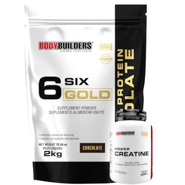 Imagem de Kit Whey 6 Six Gold 100% Isolate Chocolate 2kg + Power Creatine 100g - Bodybuilders