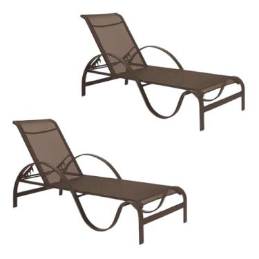 Imagem de Kit 2 Espreguiçadeiras Em Alumínio E Tela Sling Piscina Sol - Nossa Kasa