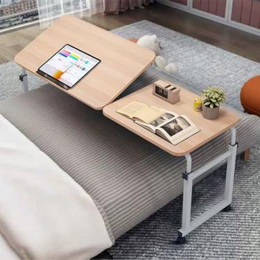Imagem de Mesa de cama, mesas sobre a cama, altura ajustável com rodas - mesa versátil sobre a cama para comer mesa de computador móvel