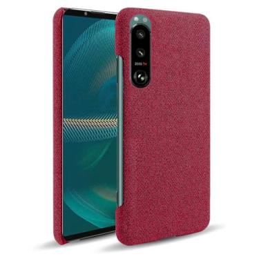 Imagem de Capa para Sony Xperia 5 III,Capa desenhada em lona,Case Protetora Ultrafina com Empunhadura Macia,Design em Tecido Antichoque e Antiarranhões-Red