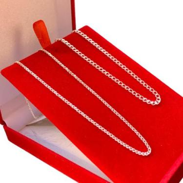 Imagem de Kit Prata Masculina 70cm Legítima + Pulseira Italiana Garantia Vitalíc