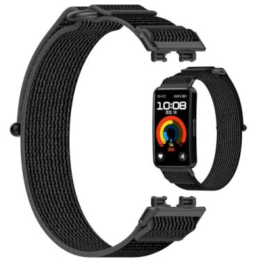 Imagem de MOTONG Pulseira de substituição compatível com Huawei Band 10 – Pulseira de nylon compatível com Huawei Band 10/9/8 (preto + cinza)