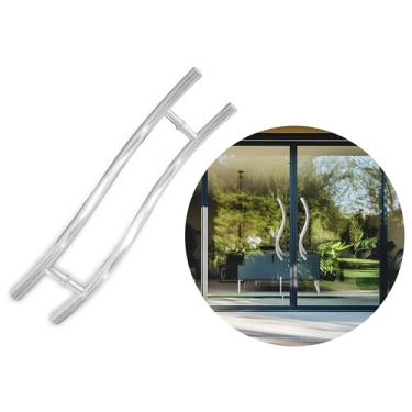 Imagem de Puxador de Porta Curvo S Inox Polido Para Portas Pivotantes, Madeira, Vidro, Alumínio e Portões (60 cm)