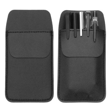 Imagem de PATIKIL Pacote com 2 protetores de bolso de couro, multiuso, porta-canetas, organizador de canetas, estojo para lápis, para camisas resistentes, casacos de laboratório, ponteiros, notas, cartões