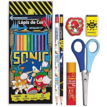 Imagem de Kit Escolar Sonic com 7 Peças em Blister - Leonora