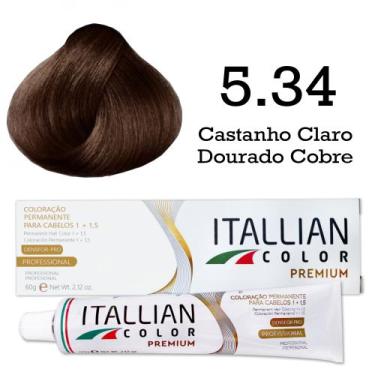 Imagem de Coloração 5.34 Castanho Claro Dourado Cobre  Itallian Color