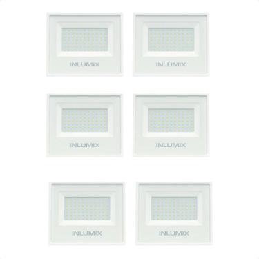 Imagem de Kit 6 Refletor Inlumix Led TR Slim 50W 6500K Branco Bivolt