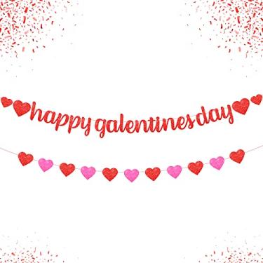 Imagem de Banner Happy Galentines Day - feltro, não faça você mesmo | Faixa de galentinas para decorações de feliz dia de Galentines | Guirlanda de coração para decorações do dia de Galentine | Placa de dia de