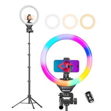 Imagem de UBeesize - Anel de luz RGB de 12 polegadas com tripé de 62 polegadas para gravação de vídeo e transmissão ao vivo (Youtube, Instagram, TIK Tok), compatível com telefones, câmaras e webcams