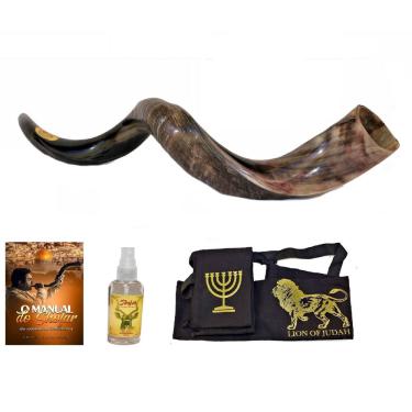 Imagem de Shofar De Chifre Antilope + Livro + Capa 90 A 94 Cm - Israel