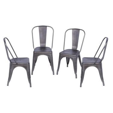 Imagem de Kit 4 Cadeiras para Sala de Jantar Retrô Bronze