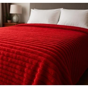 Imagem de Manta Casal Micro Fibra Canelada Antialérgico Cobertor Casal Micro Fib