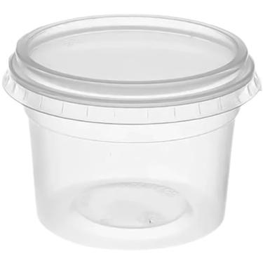 Imagem de Kit 100 Potes Plástico Redondo 250ml Descartável Com Tampa Bolo No Pote(Cristal Transparente)