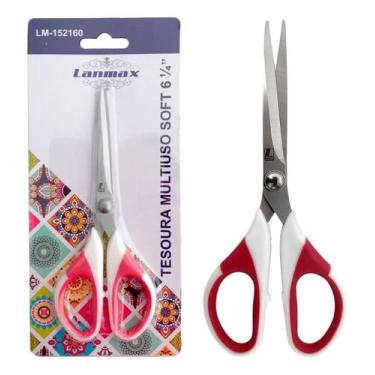 Imagem de Tesoura Uso Geral Cabo Soft Papel Tecido Plastico Couro 16cm - Lanmax