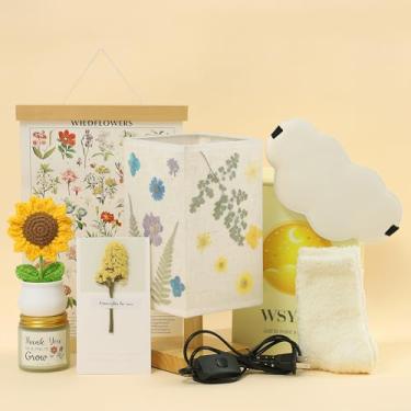 Imagem de WSYEAR Cesta De Presentes Dia Das Mães Para E Mulheres - Conjunto Luminárias: Toalha Aconchegante, Vela Perfumada, Luminária Decorativa Flores Silvestres, Enfeite Girassol Máscara Relaxante Os Olhos