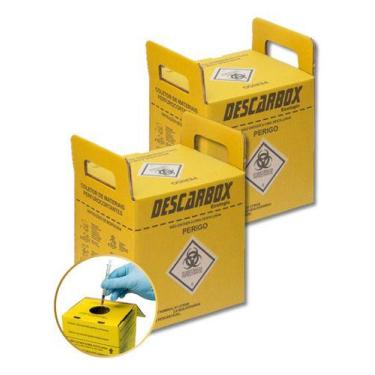 Imagem de 2 Caixas Perfuro Cortante 20 Litros Descarbox Para Descarte