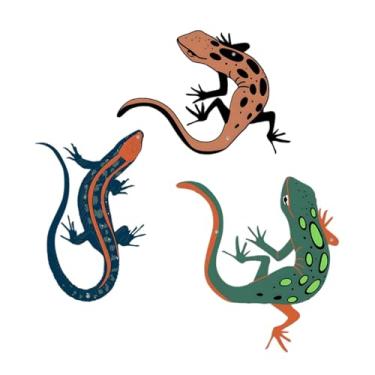 Imagem de Bothyi 3x Gecko Wall Art Ferro Presente Único Decoração de Casa Atraente Enfeites Pendurados Decoração de Parede para Cerca Pátio Escritório Jardim