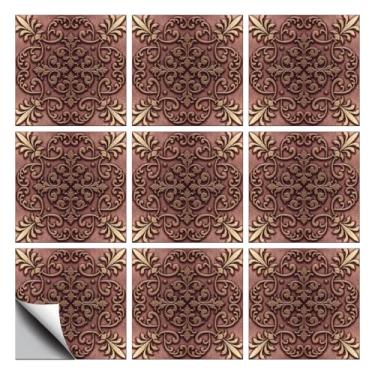 Imagem de CHGCRAFT 18 peças de adesivos de azulejo com padrão geométrico padrão geométrico adesivos de parede à prova d'água autoadesivos adesivos em azulejo para decoração de parede de cozinha, banheiro, 15 x