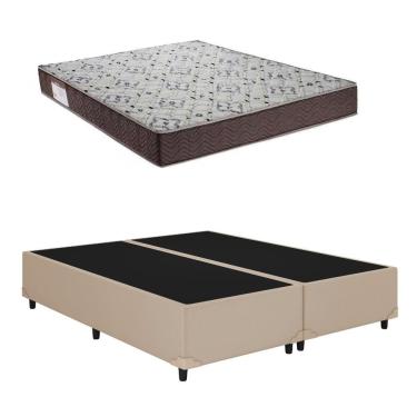 Imagem de Cama Base Box Casal Bipartido Bege Colchão ISO 150 D45 - Ortobom