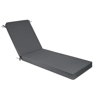 Imagem de Parkerly Almofada para espreguiçadeira impermeável 182 x 53 x 7 cm, antiderrapante, para móveis ao ar livre, piscina, pátio, móveis, almofadas com zíper (cinza escuro)