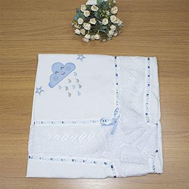 Imagem de Manta Infantil para Bebê com Lasie 100% Algodão - Chuva de Benção Azul