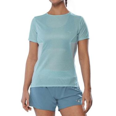 Imagem de Camiseta de Corrida Mizuno DryAeroFlow Graphic Feminina, Azul, GG