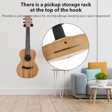 Imagem de Cabide de montagem de parede de guitarra com higrômetro Pickt de picker Creative Pick Base em forma de guitarra durável de parede Durável Só para guitarra para guitarras de baixo (Madeira de faia)