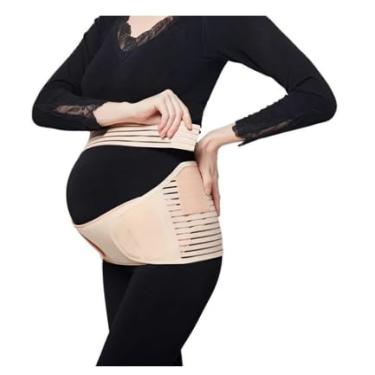 Imagem de Cinta Abdominal para Gestante, Suporte de Gravidez Ajustável, Bege