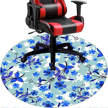 Imagem de Tapete de cadeira de escritório com flores, textura de flor, tapete de cadeira de mesa para piso de madeira de escritório em casa, protetor de piso de pilha baixa, redondo 78,7 cm