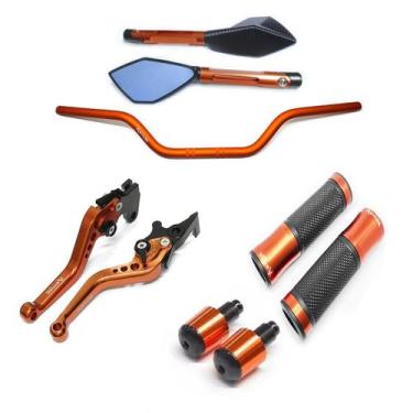 Imagem de Kit Guidão 22mm Manopla v2 TM2 Manete Yes 125 - Stark Race, Laranja