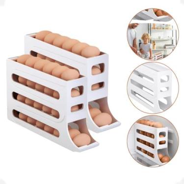 Imagem de Kit 2 Porta Ovos 4 Andares Organizador de Geladeira Branco - 123 organ