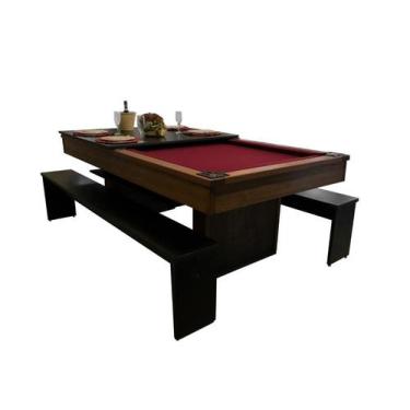 Imagem de Mesa de Sinuca e Jantar com 2 Bancos - 2,34x1,34 - Nelson Bilhares, Bo