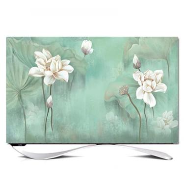 Imagem de Capa de TV interna para TV LCD LED pano de cobertura contra poeira 32-80 polegadas impressão de flores à prova de poeira pendurado/protetor de tela de mesa decorativo acessório de sala de estar - flor
