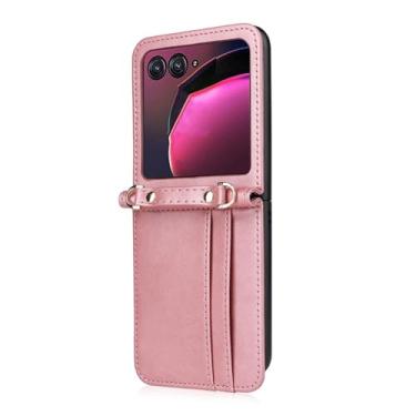 Imagem de POYUFRG Capa carteira para Motorola Razr 60 Ultra/60, capa transversal de couro para negócios com suporte para cartão capa de proteção à prova de choque, rosa, 60