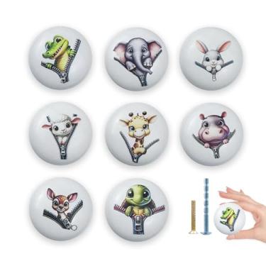 Imagem de Lasyman Puxador de armário de animais de safári divertido de 3,8 cm, 8 peças, decorativo, berçário, quarto infantil, guarda-roupa, gaveta, puxadores