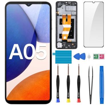 Imagem de BESJMYT Kit de ferramentas de reparo de vidro para Samsung Galaxy A05, tela LCD, digitalizador sensível ao toque, com botão lateral de moldura, alto-falante, vibração, motor, vidro, reparo, kit