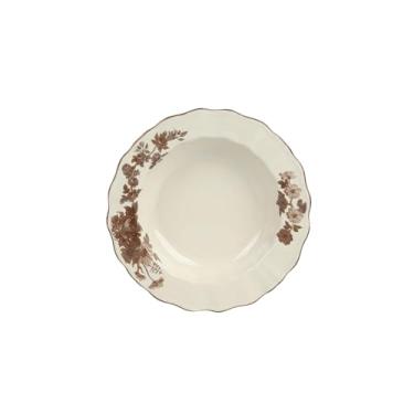 Imagem de Pratos de cerâmica requintados redondos esmaltados retrô simples para uso doméstico francês - prato de sopa de 21,6 cm