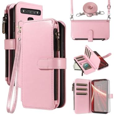 Imagem de Asuwish Capa de telefone para TCL 10 5G UW Verizon capa com protetor de tela de vidro temperado e cordão com zíper carteira suporte para cartão suporte celular TCL105GUW TLC 105GUW G5 5GUW T790S